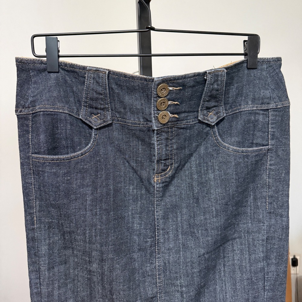Boom Boom Jeans BBJ Denim Skirt Size L Dark Blue Excellent Y2K High Waist - Picture 3 of 6